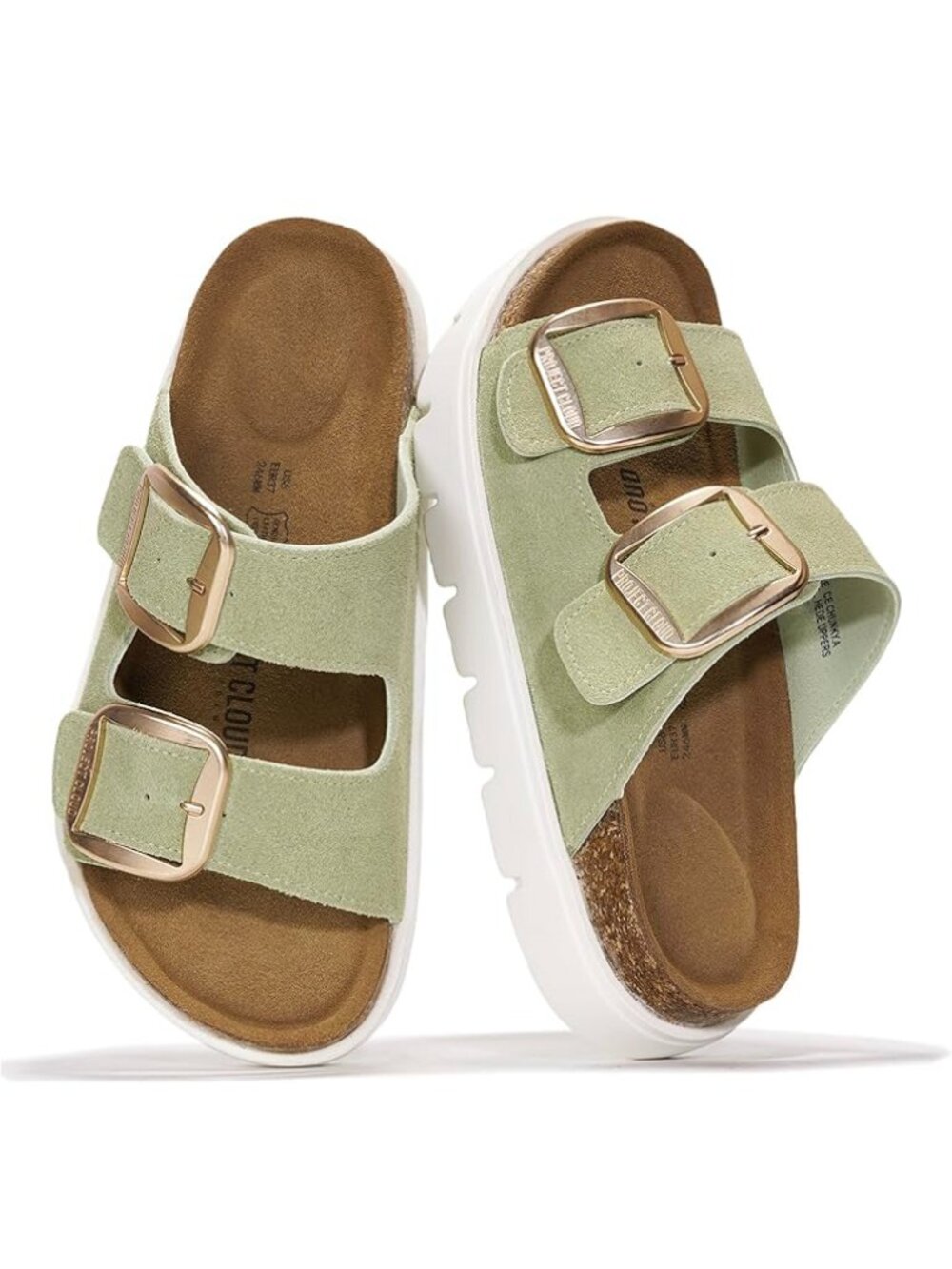 Project Cloud Memory Foam Greece Chunky Slip on Sandals Size 10 Sage Suede - Picture 2 of 9